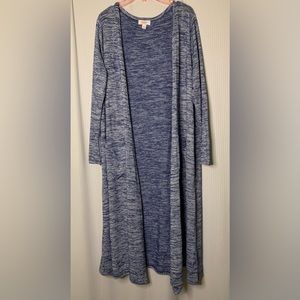 LuLaRoe Longline Floor Length Open Front Cardigan Heather Blue Medium